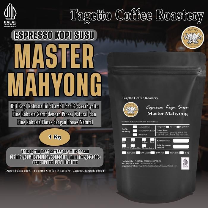 

BIJI KOPI ESPRESSO KOPI SUSU MASTER MAHYONG 1KG | BEAN GROUND BUBUK 1 KG TAGETTO COFFEE - MEDIUM DARK, BIJI KOPI