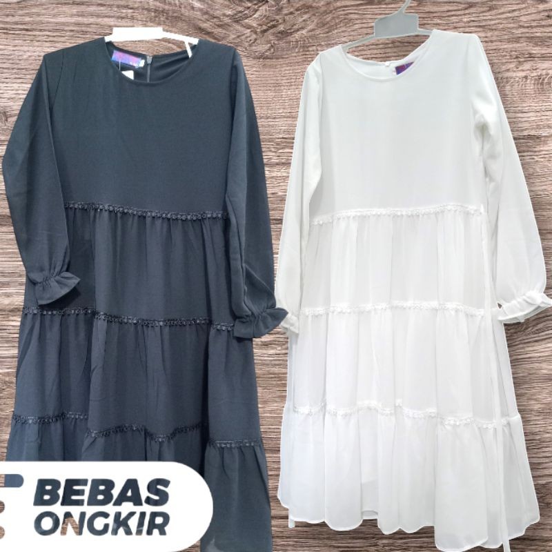 GAMIS ANAK SD PUTIH/HITAM BAHAN CERUTY IMPORT