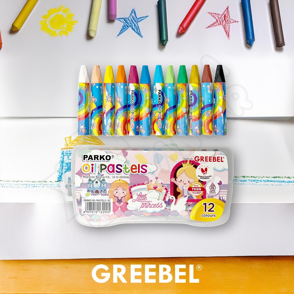 

NN PARKO Crayon Krayon Oil Pastel 12 Warna / Krayon Greebel Parko isi 12 Colors Oil Pastels