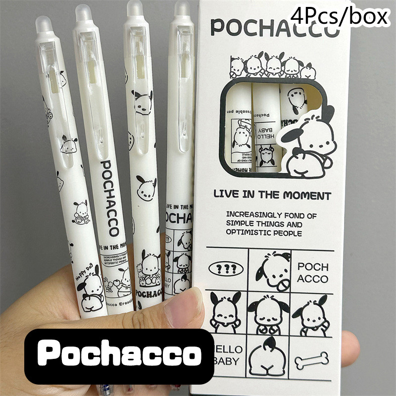 

4Pcs Kawaii Erasable Pen Pochacco Cute Good-looking Boxed Press Water-based Pen Office Signature Pen Stationery