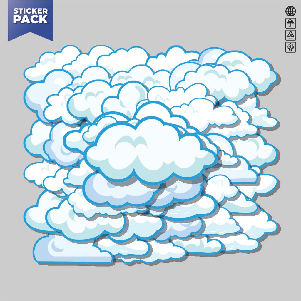 

[100PCS]Stiker Pack Stiker Awan Cerah Aesthetic Vinyl Anti Air Dekorasi Sticker Laptop Buku Journal Koper Helm Casing HP Gitar Helm Skateboard