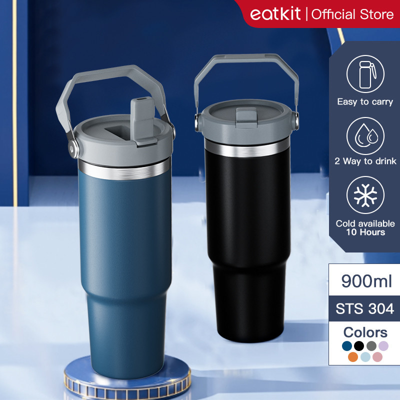 

Eatkit Tumbler Stainless Steel Handle 2in1 Thermos Botol Minum Dua Lapisan Insulasi Dingin dan Panas