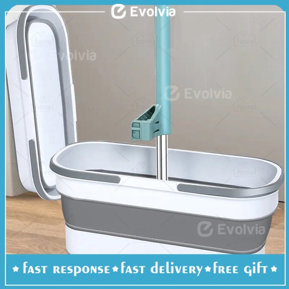Baskom Ember Plastik Lipat Tempat Cuci Alat Pel Lantai Portable Silikon Oval Persegi Panjang - Evolv