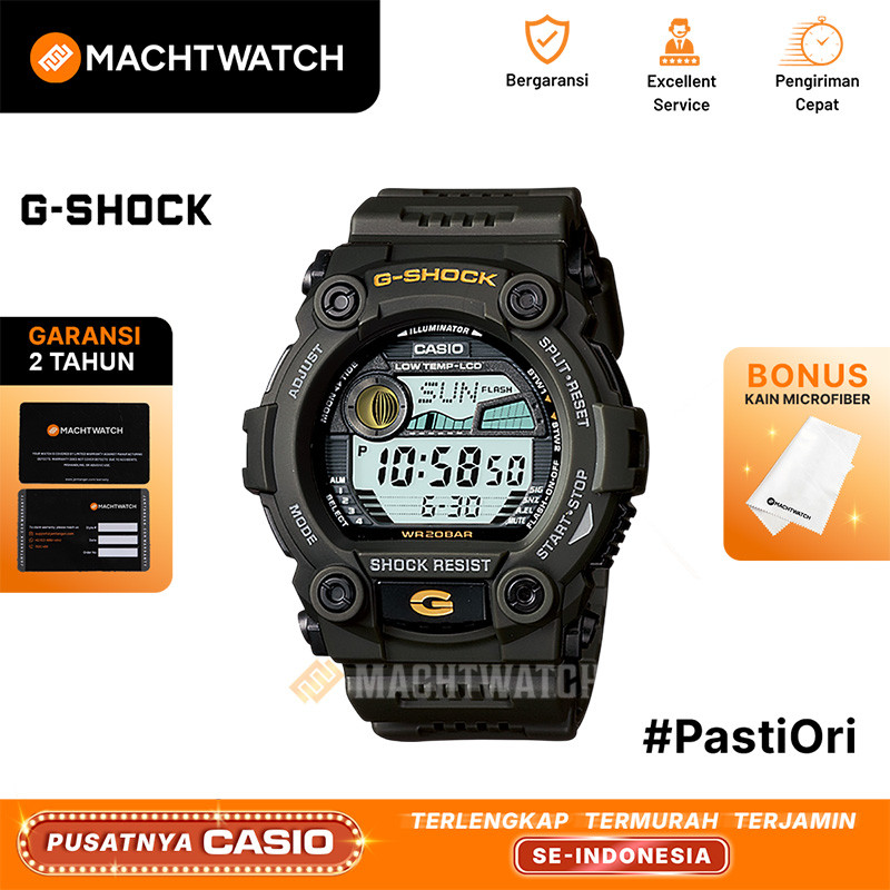 Jam Tangan Pria Casio G-Shock G-7900-3DR G7900 G-7900 Digital Dial Dark Green Resin Band