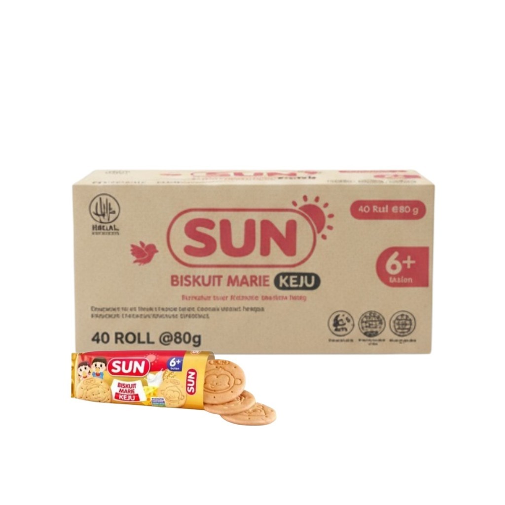 SUN Marie Biskuit Keju Karton Isi 40 Bayi 6 Bulan Makanan Snack Mpasi