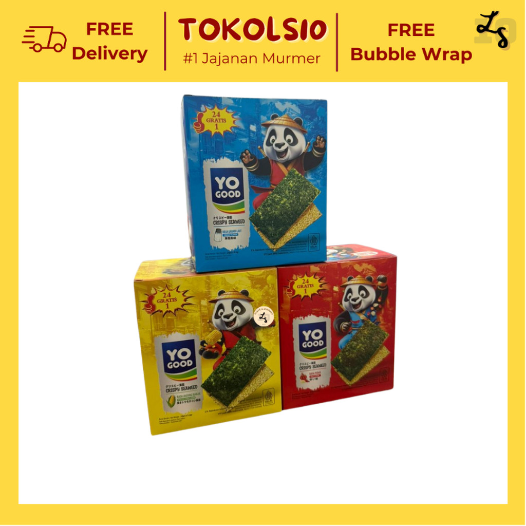 

Yo Good Rumput Laut Crispy Seaweed Jagung Bakar/Pedas/Garam isi 24+1x5.2gr