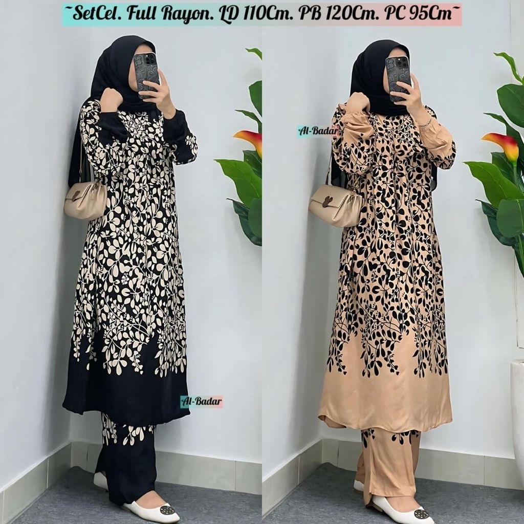 MACIAS_ Setelan Celana Long Tunik Full Rayon Ld 110 Cm Pb 120 Cm