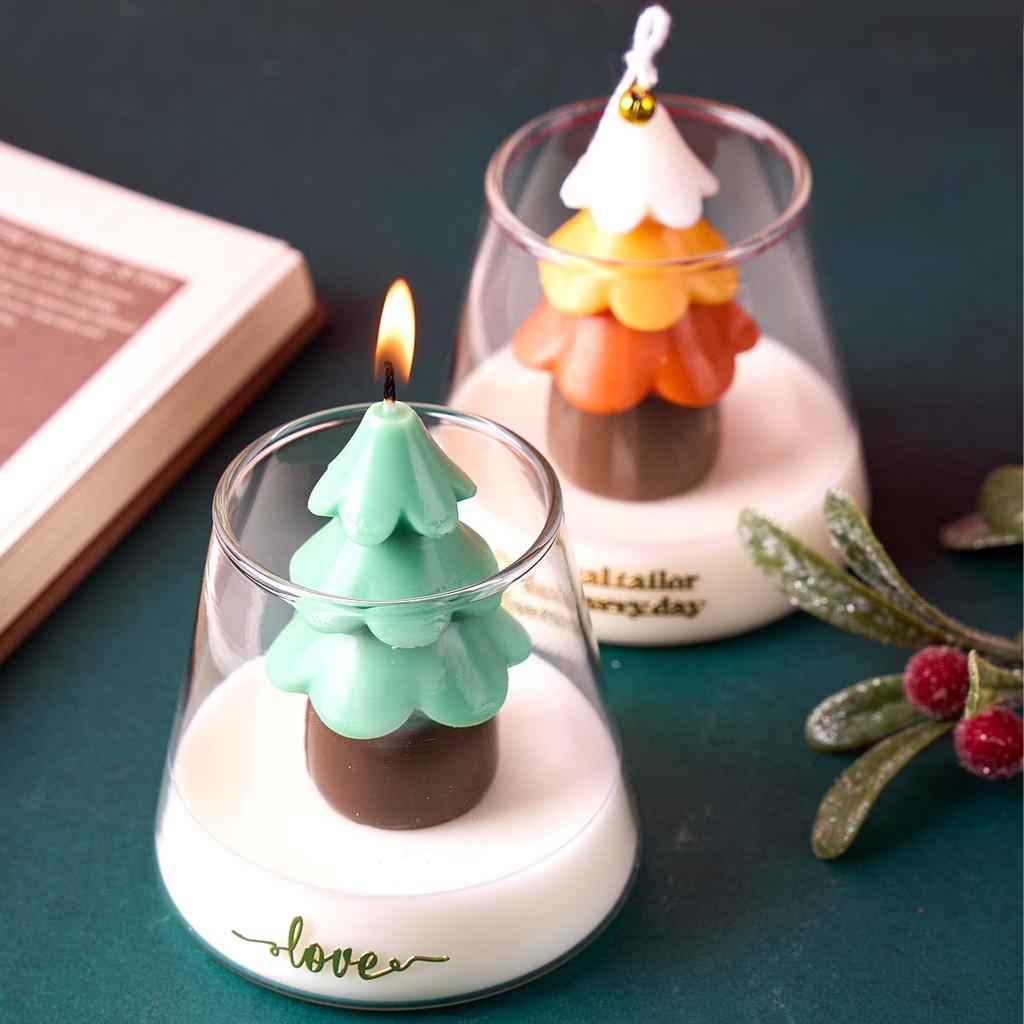 

3D Tree Acrylic Candle Mold DIY Handmade Two Piece Scented Candles Soap Craft Casting Plastic Mold Kit Home Xmas Decor