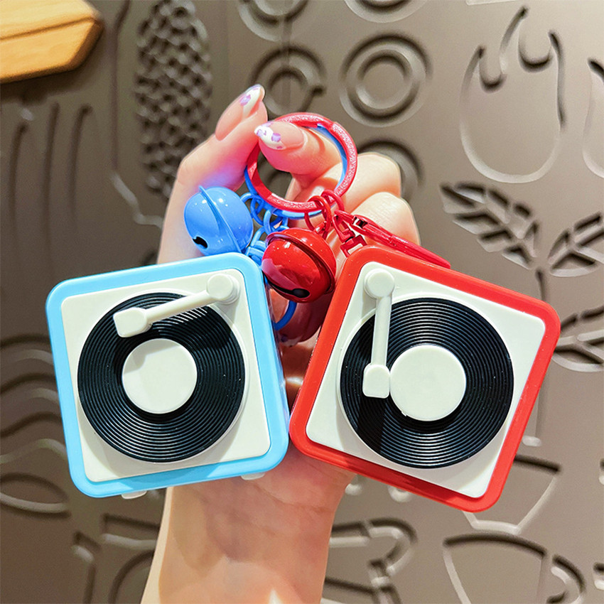 Gantungan Kunci Liontin Rekaman Kotak Musik Mini Retro Gramophone Keychain Hadiah Ulang Tahun