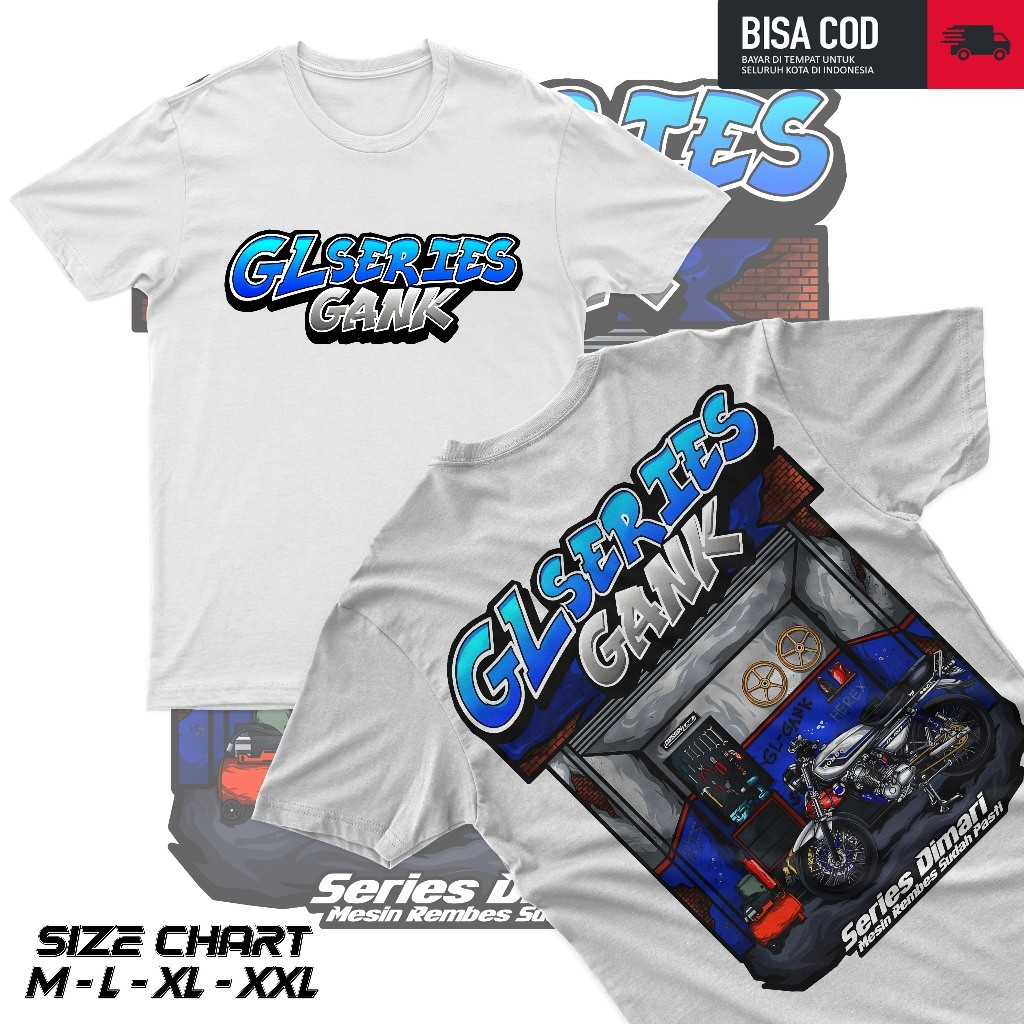 Kaos Honda GL-GANK -Series Dimari Mesin Rembes Sudah Pasti Baju Distro Motor Tua Racing Honda Gank H
