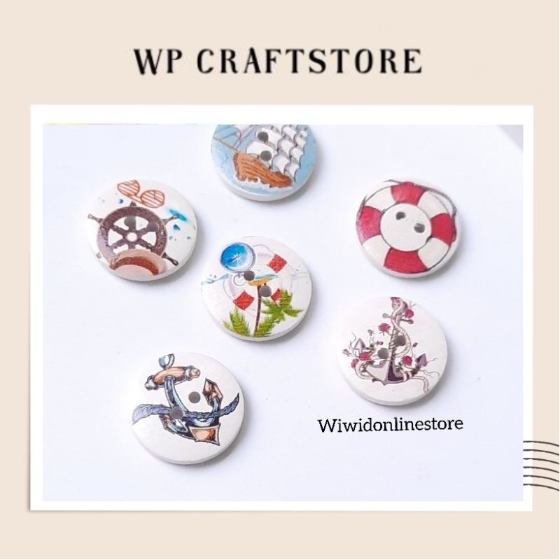 [WPC] (5 biji) KANCING KAYU HIAS 2 cm 01 WP CRAFT STORE