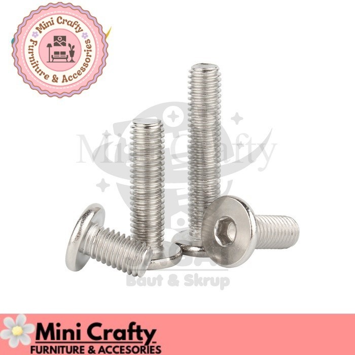 Baut L Stainless M4x10 Baut Hex Thin Flat Head Machine Screw SS304