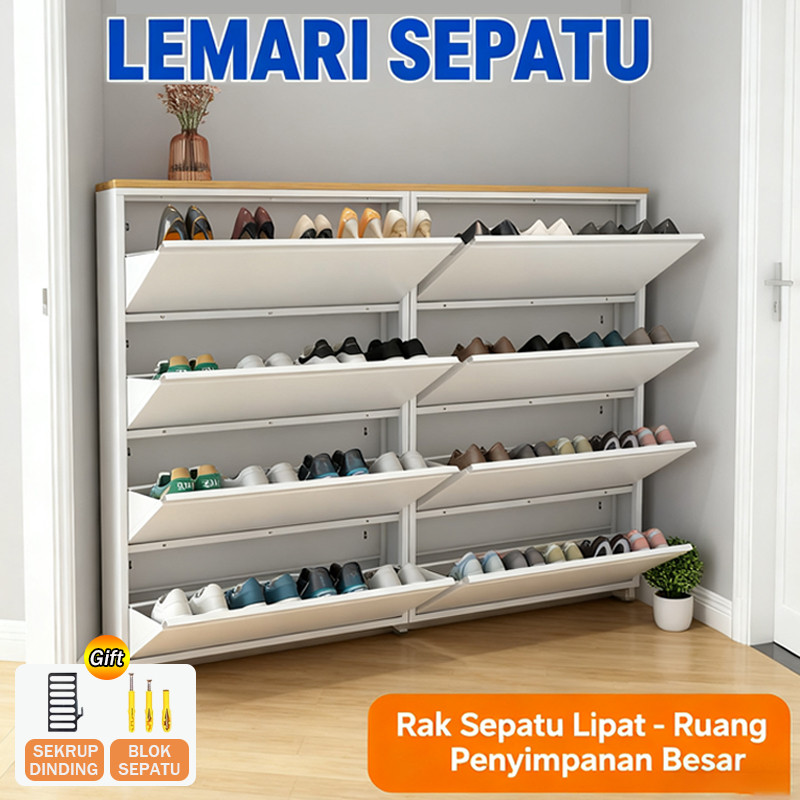 Rak Sepatu Besi Lemari Sepatu Susun Tertutup Rak Sepatu Besi Kuat Tebal Rak Sepatu Tertutup Besi