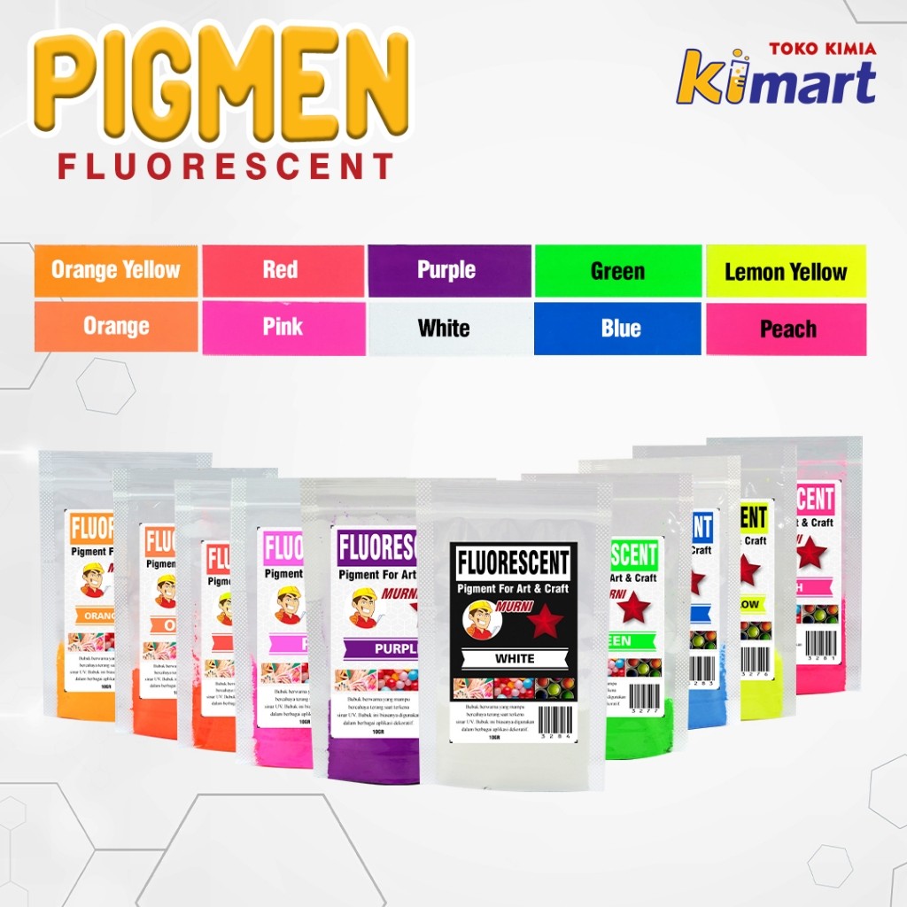 pigmen fluorescent powder 100gr , pigmen warna neon bubuk pigment
