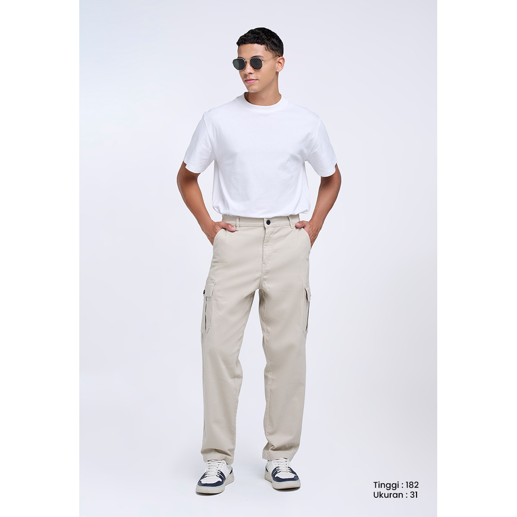 MANZONE - Celana Panjang Cargo Pria Bosila 3 - Beige