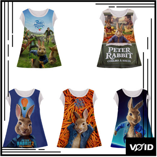 Tunik Anak Peter Rabbit Dress Animasi 3d Lucu Peter Rabbit  Baju Anak Perempuan Usia 1-12 Tahun - Vo