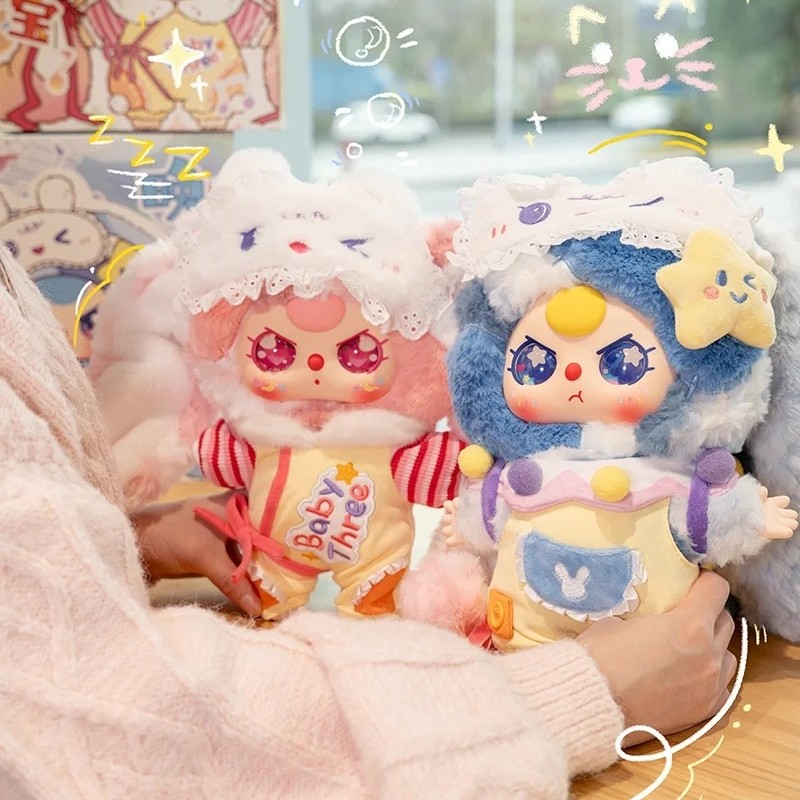 Original Baby Three 400% Good Night Baby Series vinilo Kawaii rosa azul Anime figura decoración cole