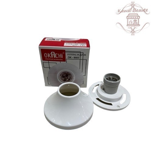 Fitting Plafon Keramik Bulat Okachi OK-9503 / Fitting Plafon Keramik Okachi Bulat Sedang