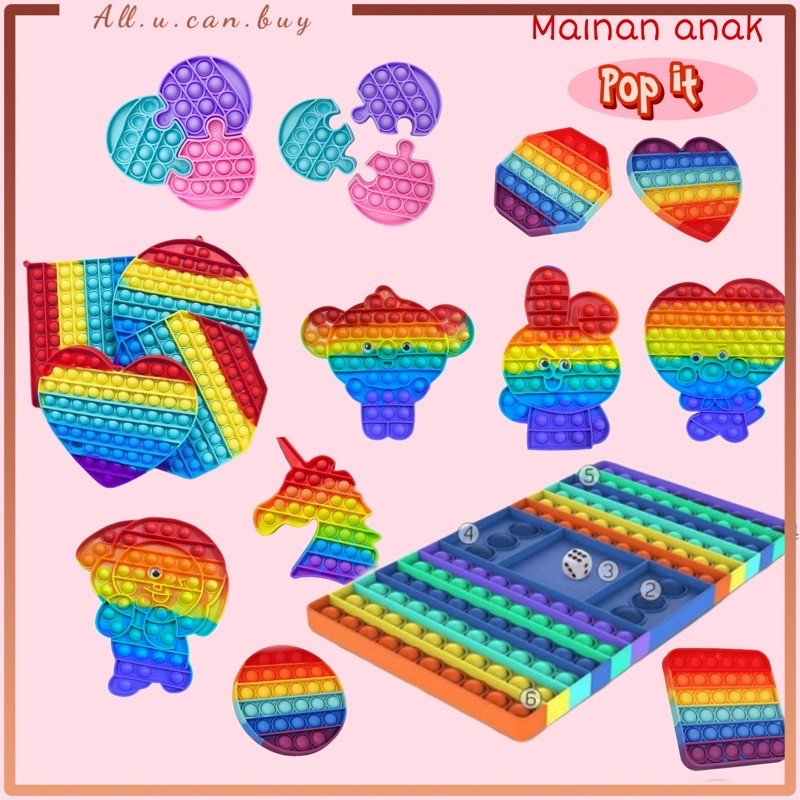 Fidget Pop It Toys Rainbow Mainan Pop It