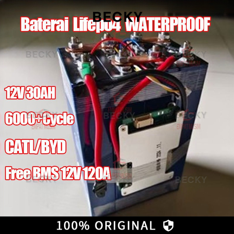 6000+Cycle BECKY UPS WATERPROOF BMS Battery LiFePO4 3.7V 25AH 30ah High Drain 3C/5C/6C Baru NEW Grad