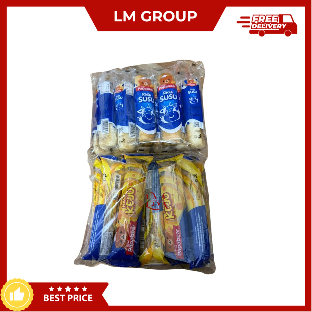 Roti Papabear Rasa Keju/Susu Enak Lembut Sarapan Anak isi 10 pcs x 20gr LM Snack Grosir