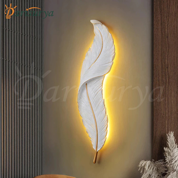 Ready & DiskonLampu Dinding Minimalis lampu hias dinding  Gaya Nordic lampu daun lampu bulu 3 Warna 