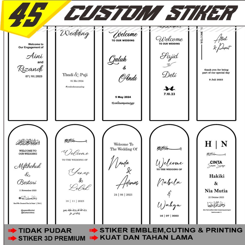 Sticker Mirror Wedding Sign | Stiker Cermin Nikah | Stnad Mirror Wedding