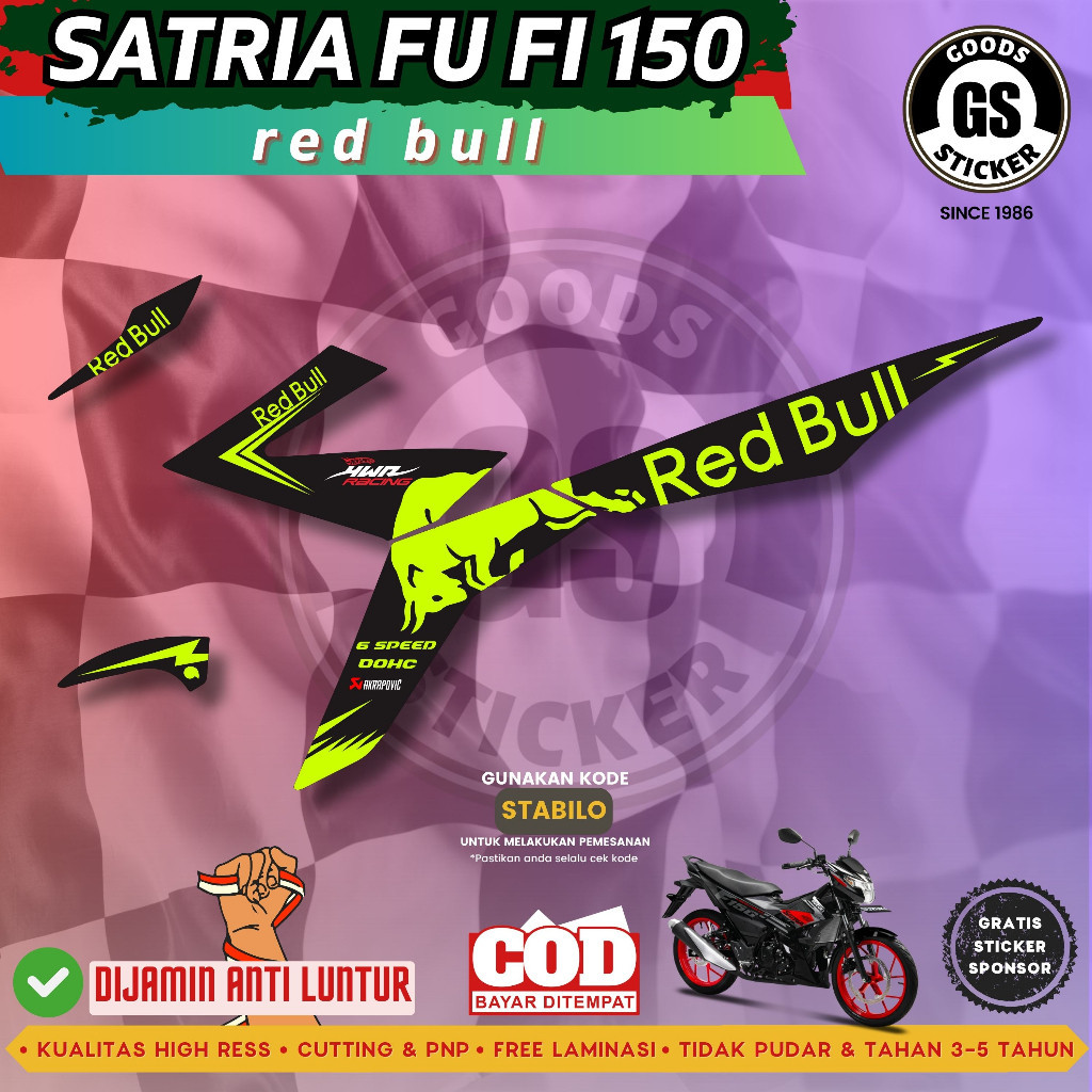 (COD) Striping Stiker Suzuki Satria FU FI 150 Striping Kode REDBULL Semi Decal Berkualitas Harga Pro