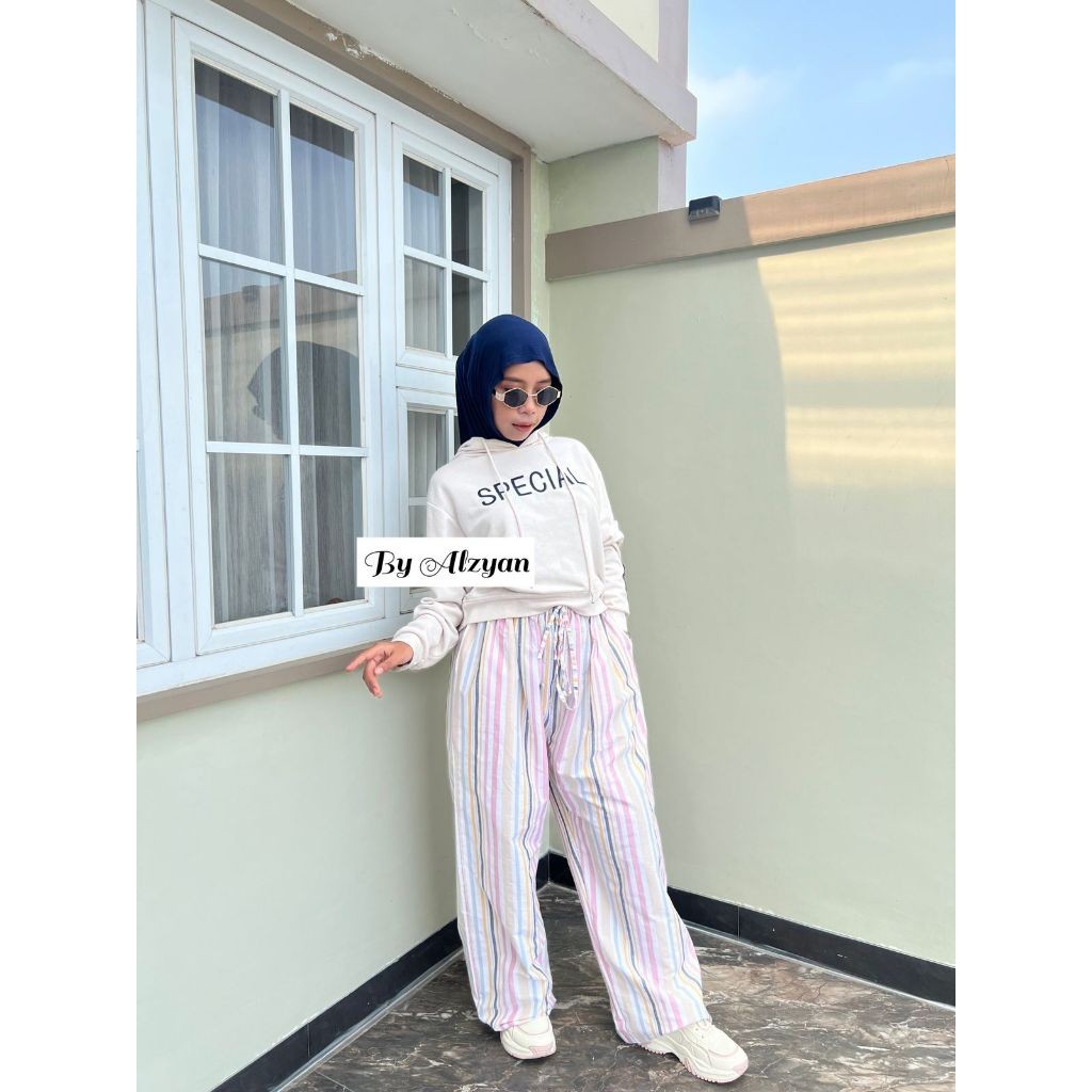 LAPAKSHOP By Zayyenna - Everyday Kulot Highwaist Jumbo Salur / Kulot Jumbo Higwaist Stripe / Celana 
