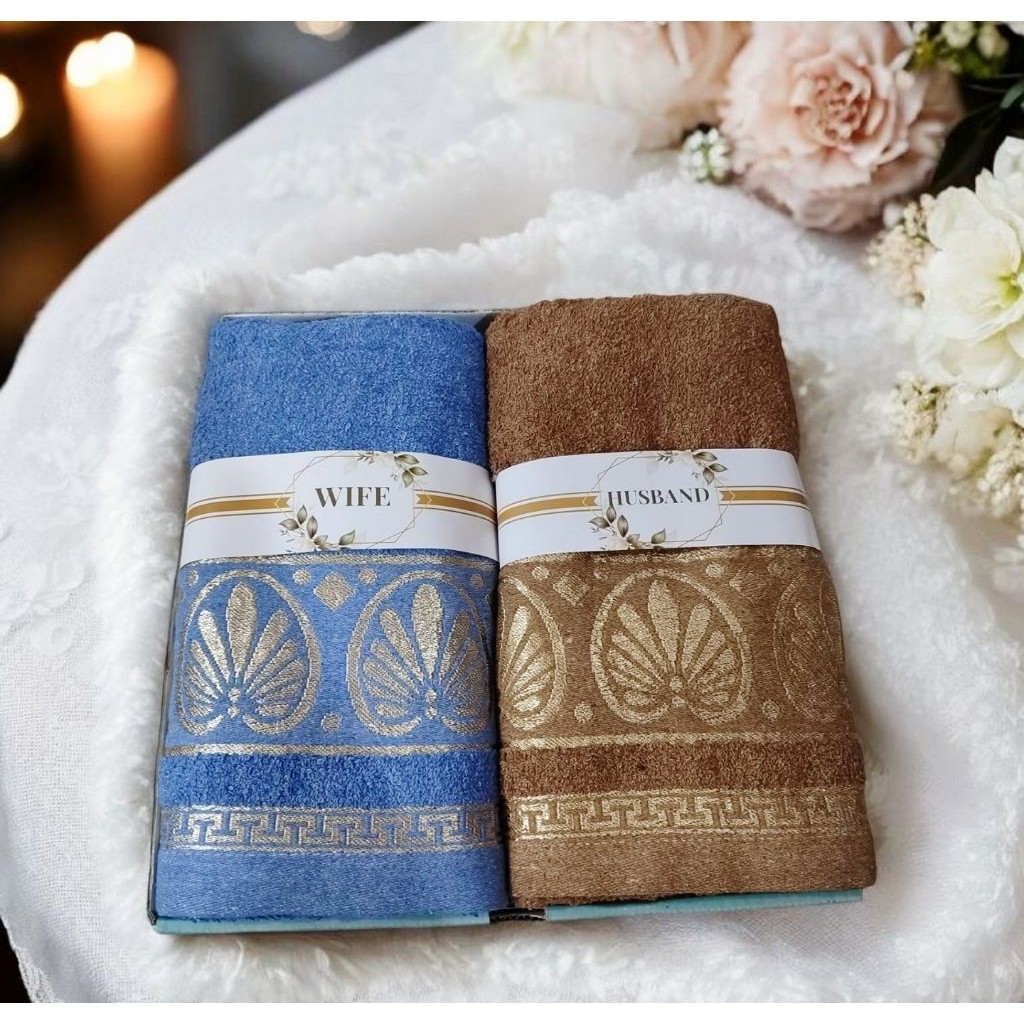 WOLDANSHOP Hampers Handuk Box | Hampers Handuk Pernikahan Ukuran 70x140 | Hampers Handuk Couple Wedd