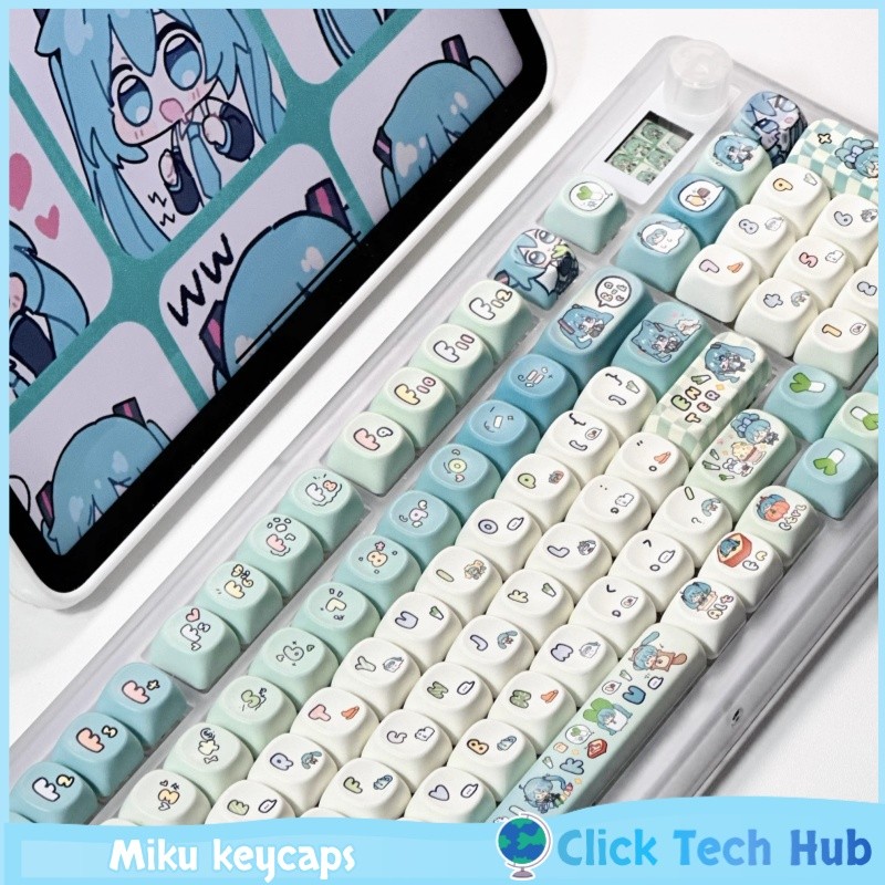 Miku keycaps anime theme keycaps customized keyboard 131 key mechanical keyboard keycaps cute  keyca