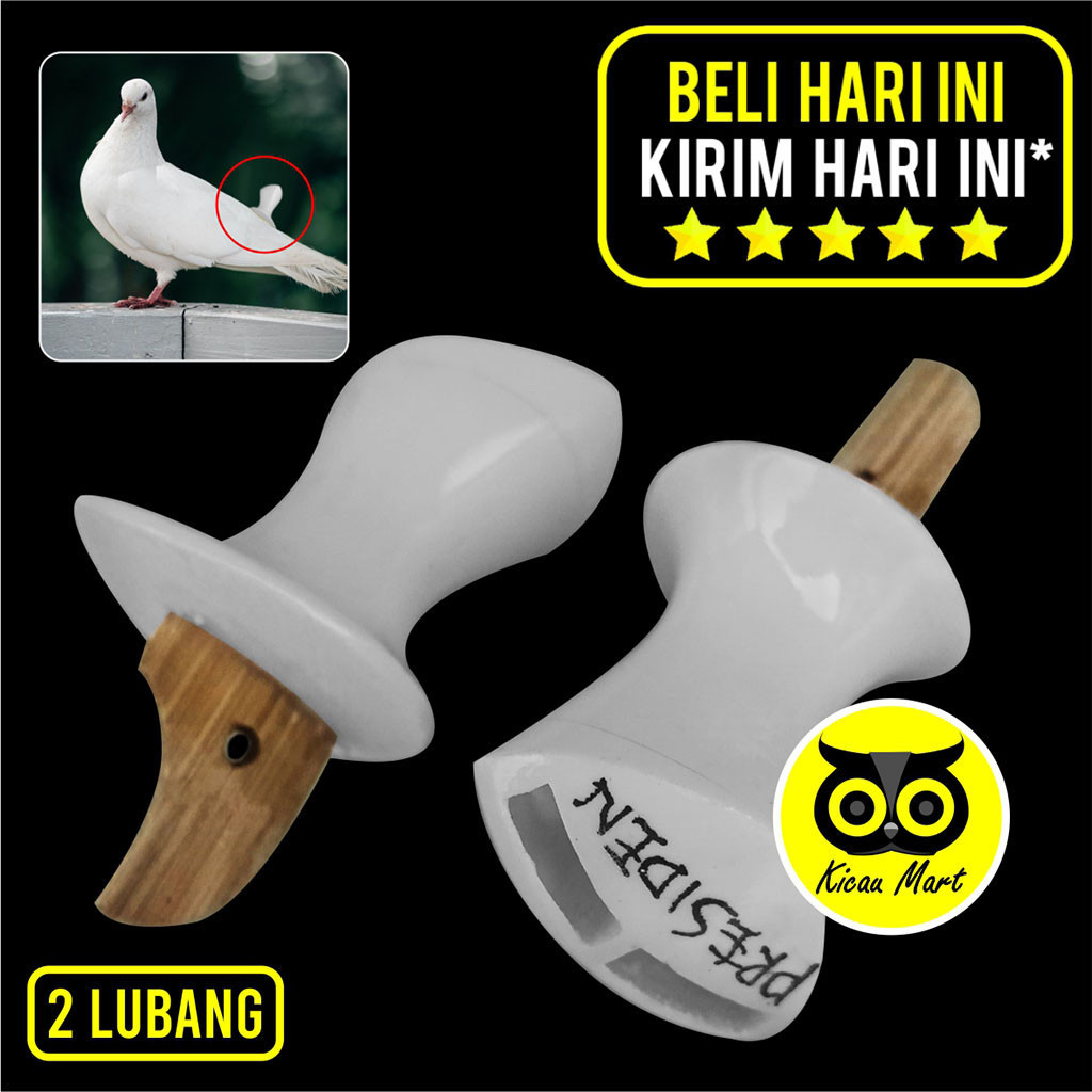 kicau mart Sawangan Merpati Presiden 2 Lubang Putih Polos Mainan Hatong Hotang Peluit Pluit Nyaring 