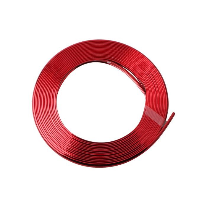 Premium List Chrome Velg Ban Mobil Motor Stiker Variasi Glossy PVC Lis Roda Pelek - Merah