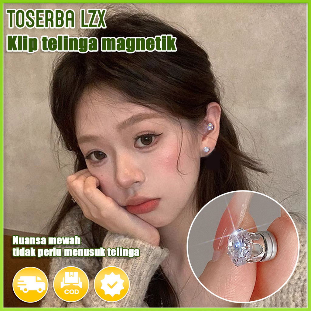 Tidak perlu tindik telinga, jepitan telinga magnet wanita, jepitan tulang telinga berkilau, kualitas