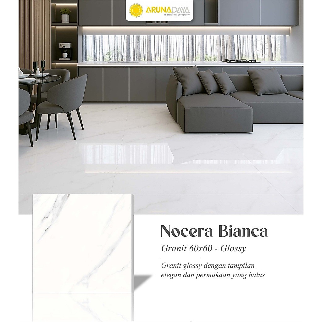 Granit Glossy Sun Power Glazed Polish Ukuran 60X60 Nocera Bianca-Granit Murah Sun Power