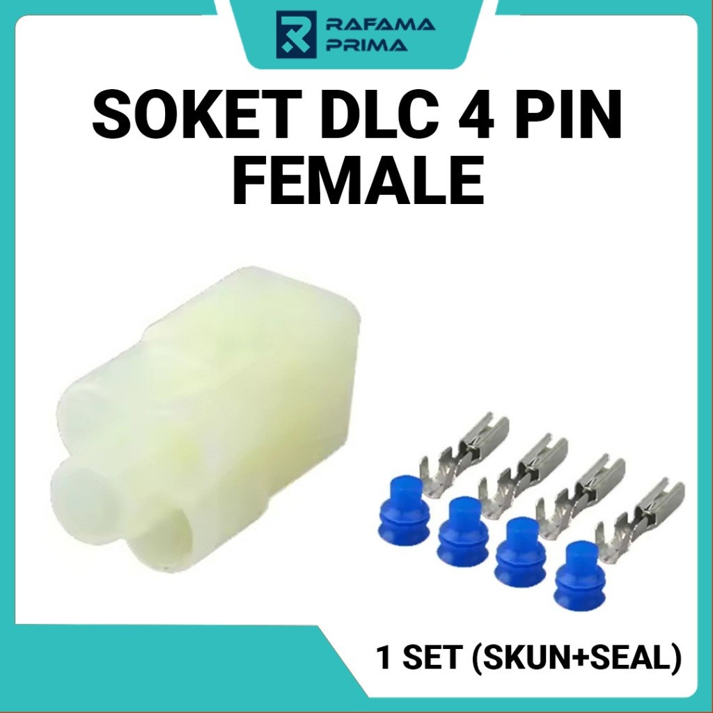 Soket DLC 4 Pin Female Putih 1 Set / Soket DLC Honda & Kawasaki Waterproof