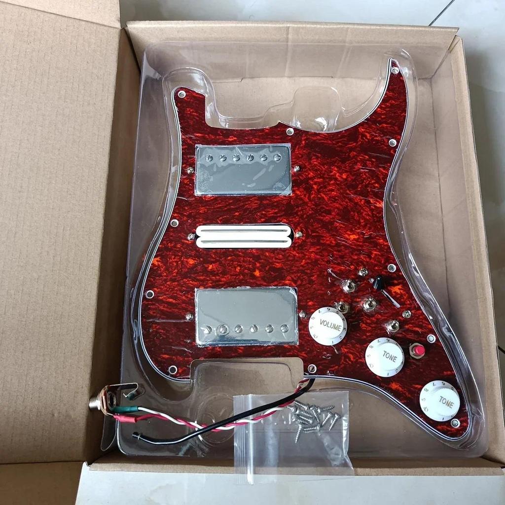 HSH Loaded Prewired Pickguard Pickup Set Multifungsi Switch White Alnico 5 Humbucker Pickup Cocok un