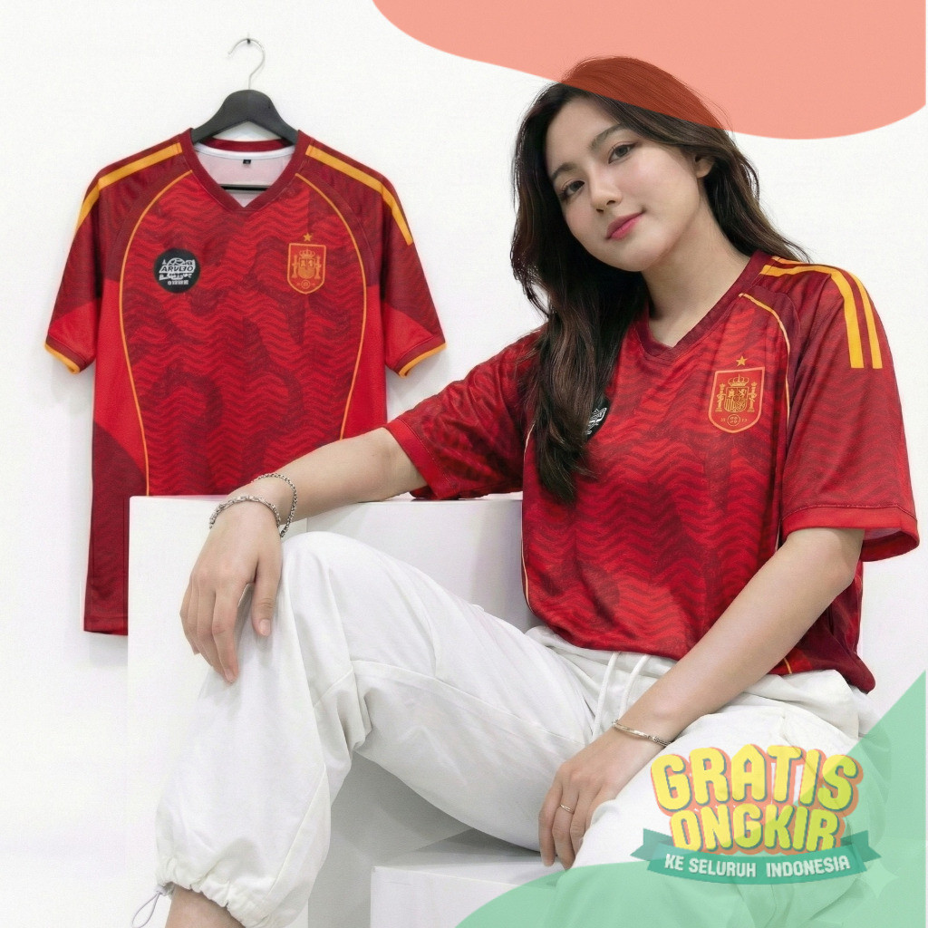 Jersey Fantasy Spanyol Desain Merah Premium  | Cocok Futsal & Training/ pildun terbaru 2026 homeaway