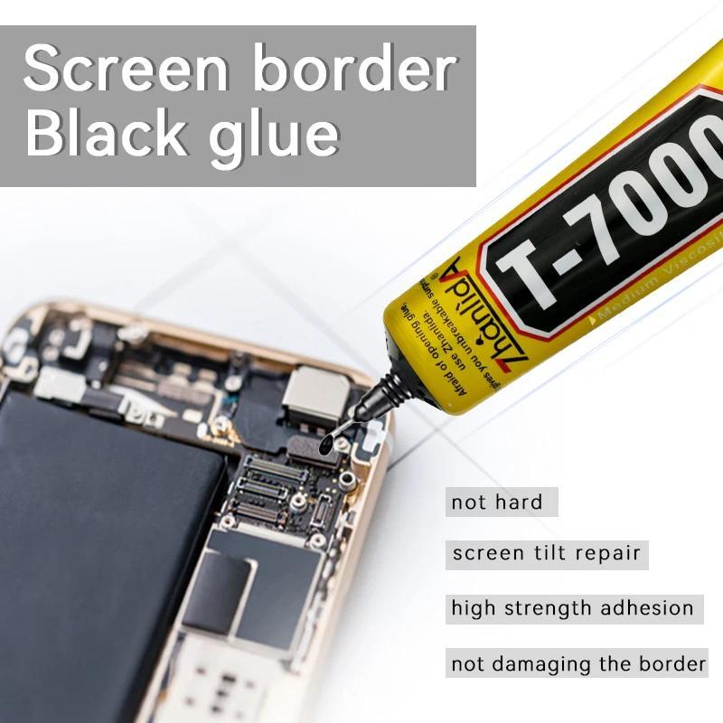 T7000 Lem Ponsel Tablet Kontak Hitam Zhanlida, Perekat T-7000 Kuat 15ML 50ML 110ML dengan Outlet Jar