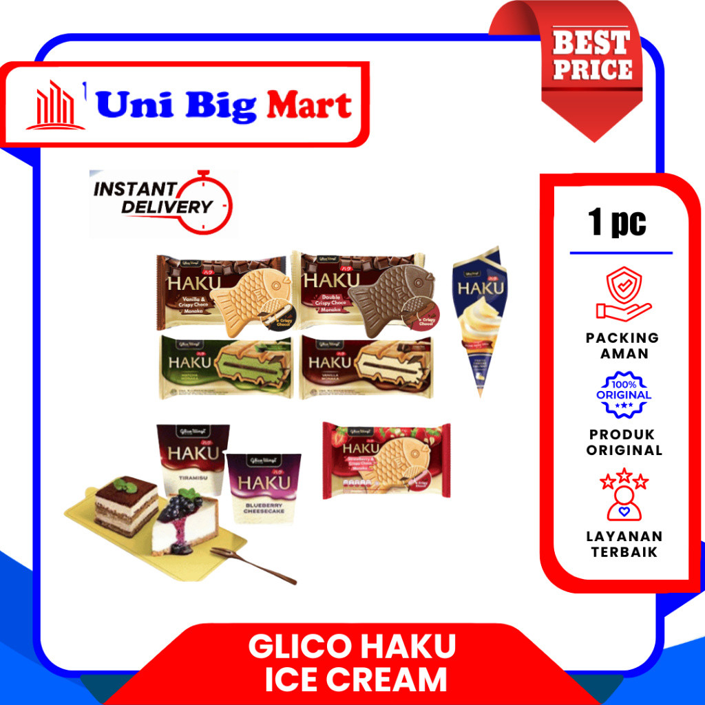 GLICO WINGS HAKU MONAKA | DOUBLE CHOCO | BLUEBERRY CHEESE CAKE | TIRAMISU ICE CREAM ES KRIM
