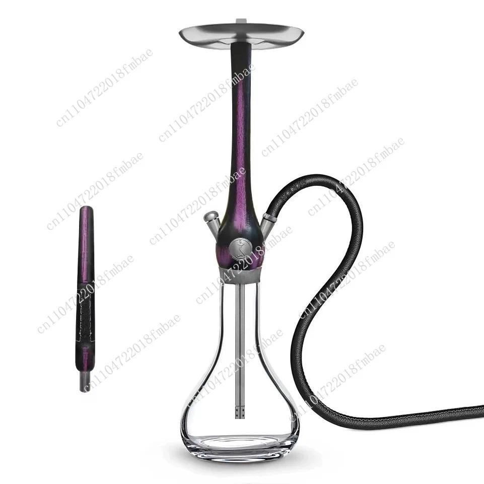 Set 75cm Wooden Large Hookah with Glass Bottle Single Pipe Premium Personality