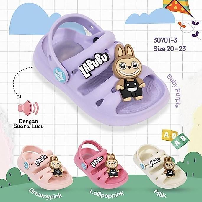 Chensui- Rumahkaki - Sepatu Sandal Anak Balita 8-24 Bulan Bunyi Cit Cit Labubu Sendal Bayi Ban Dua T