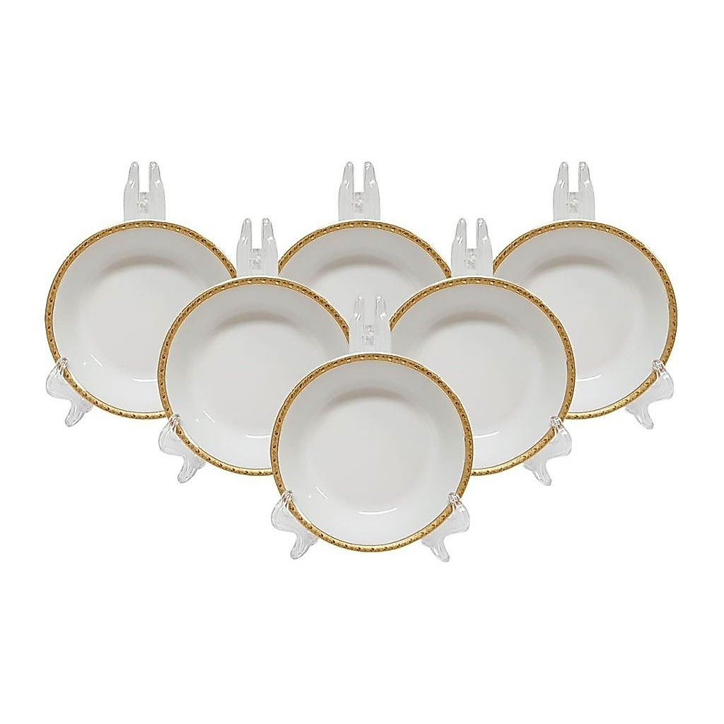 set Piring Vicenza P37 dengan gold lining, piring puding Vicenza pudding plate, piring porselen mult