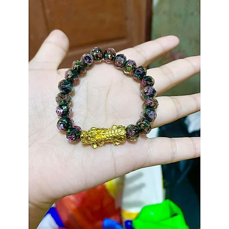 gelang kristal naga kecil lapis emas
