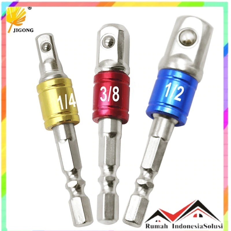 

- JIGONG Mata Obeng Adaptor Drill Bits Hex Shank 1/4 3/8 1/2 Inch 3 PCS - LK006 -