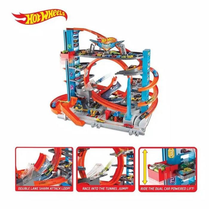 Lintasan Hot Wheels Ultimate Garage Shark Ori Mattel Lintasan Hot Wheels