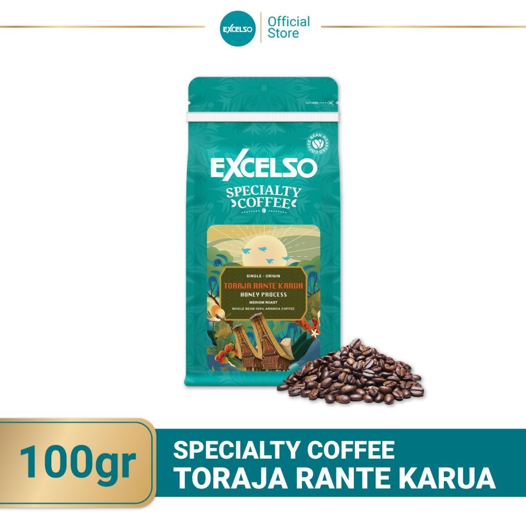 

JAMIN MURAH !!!Excelso Specialty Coffee Toraja Rante Karua Honey Process Beans 100gr(BISA LANGSUNG ORDER)