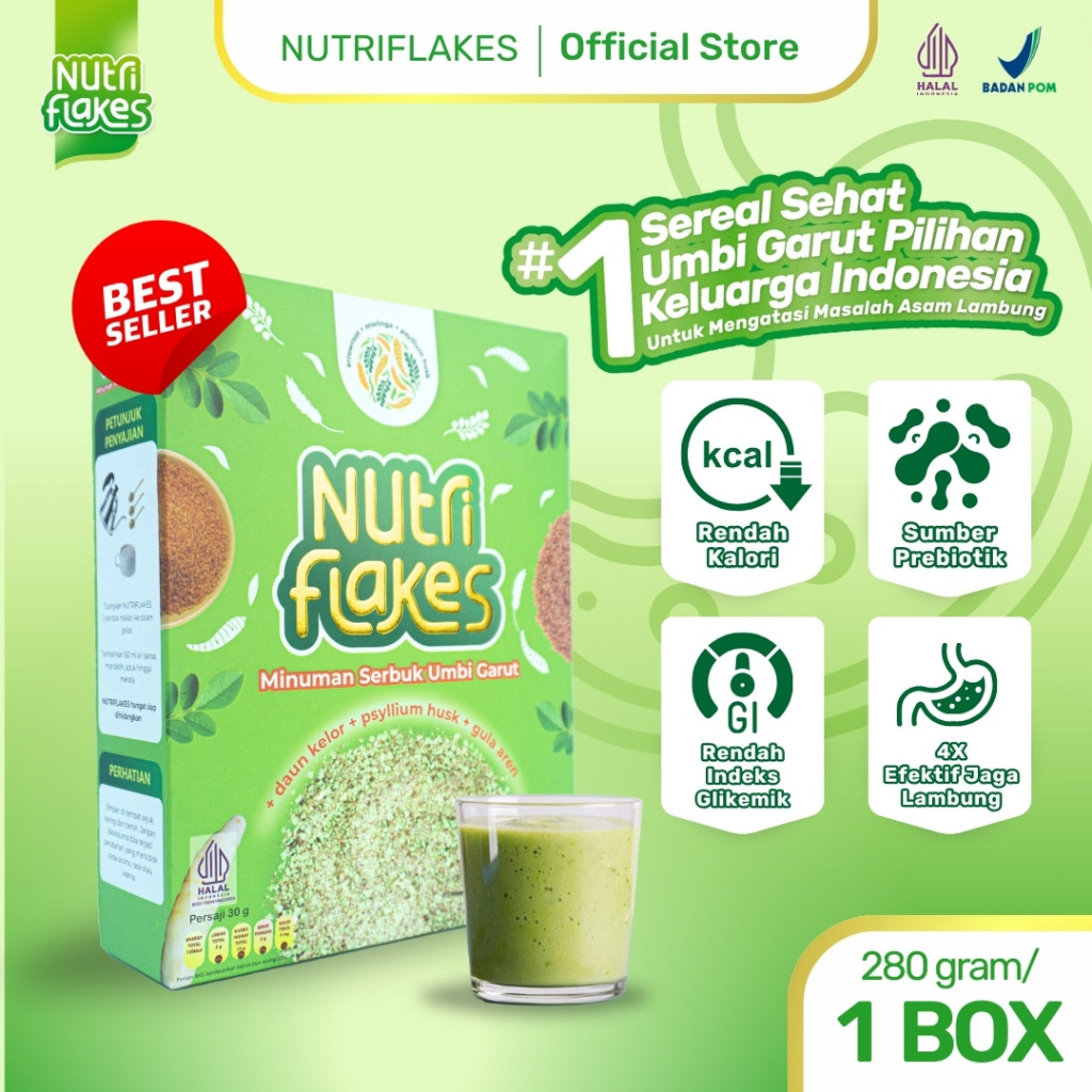 

Nutriflakes Sereal Umbi Garut Asam Lambung Original 1 Box