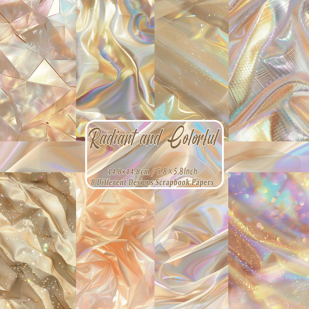 

8 Sheets Multicolor Laser Scrapbook Paper for Y Art Crafts Collages Junk Journal Card Making Scrapbooking Supplies