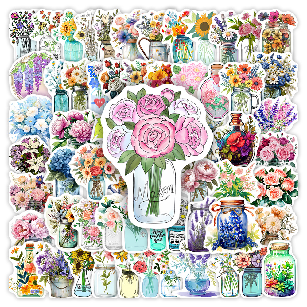 

Watercolor Wildflower Sticker DIY Toys Gift Decorative Decal for Scrapbook Junk Journals Laptop Luggage Bottle Guitar Waterproof